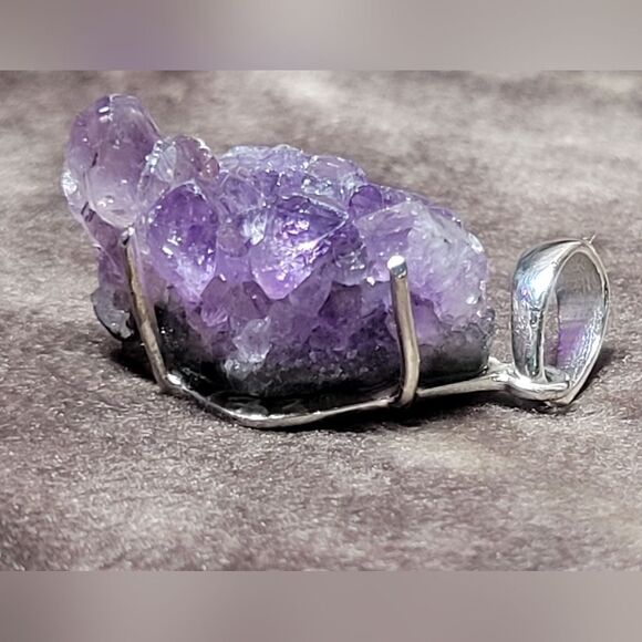 Purple Amethyst Cluster Pendant - Picture 4 of 11